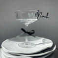 Load image into Gallery viewer, Black Drink Tag saying Noah to mark champagne glass